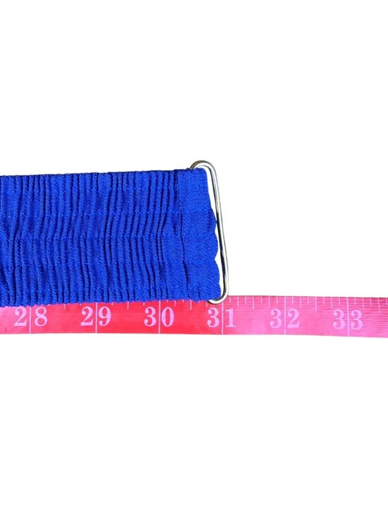 Woven Elastic Womens Vintage Blue Fabric Belt Knot Design Adjustable